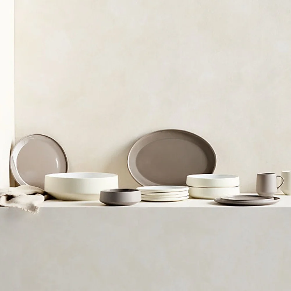 New! Crate&Barrel Porcelain Soup Bowl in Taupe